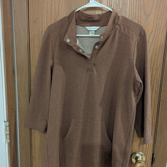 Christopher & Banks Brown Snap Front Three Quarter Length Sleeves Shirt-SIze M - Picture 1 of 3